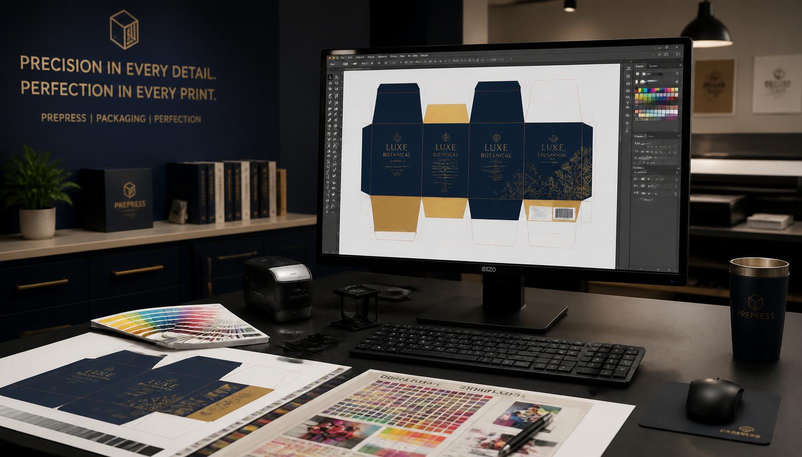 Atlas Ofset baskı öncesi hazırlık bölümünde kutu die-line kontrolü