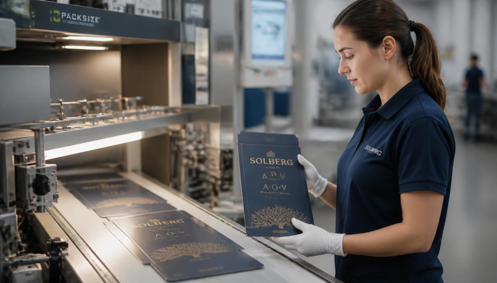 Modern ambalaj üretim hattında karton kutu kalite kontrolü yapan Atlas Ofset operatörü